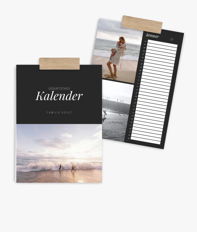 Wandkalender Noir Essence · Geburtstagskalender