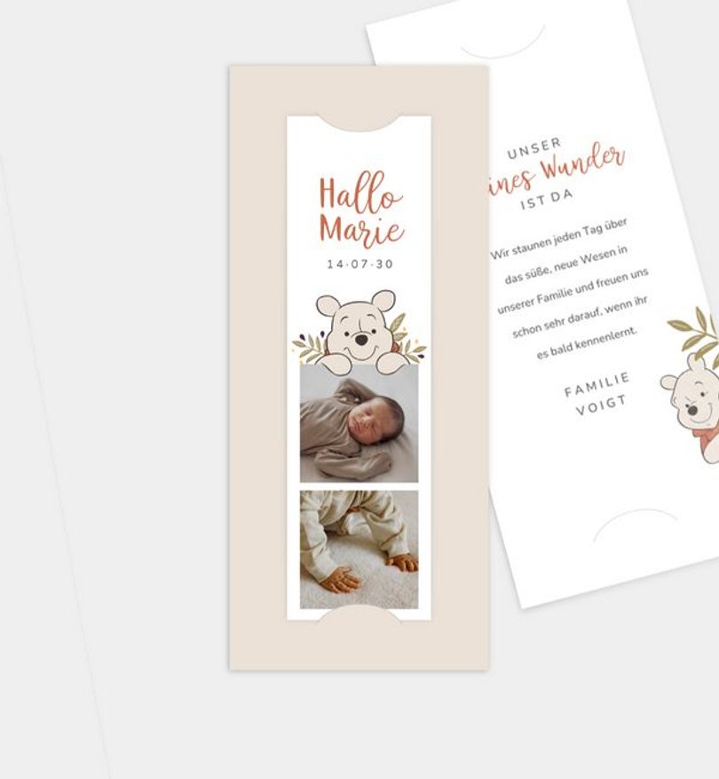 Geburtsanzeige Geburt Winnie Puuh · Winnie & Nature