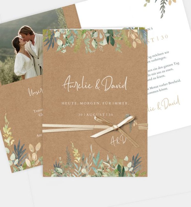 Einladungskarte Hochzeit Wiesenbouquet