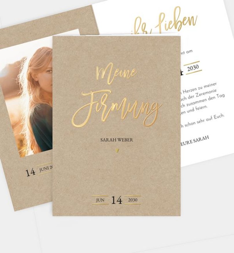 Einladungskarte Firmung Gold-Crafty
