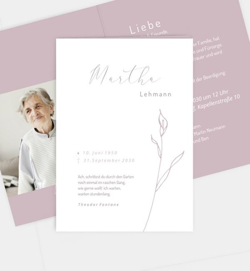 Trauerkarte Trauer Zarte Blüte