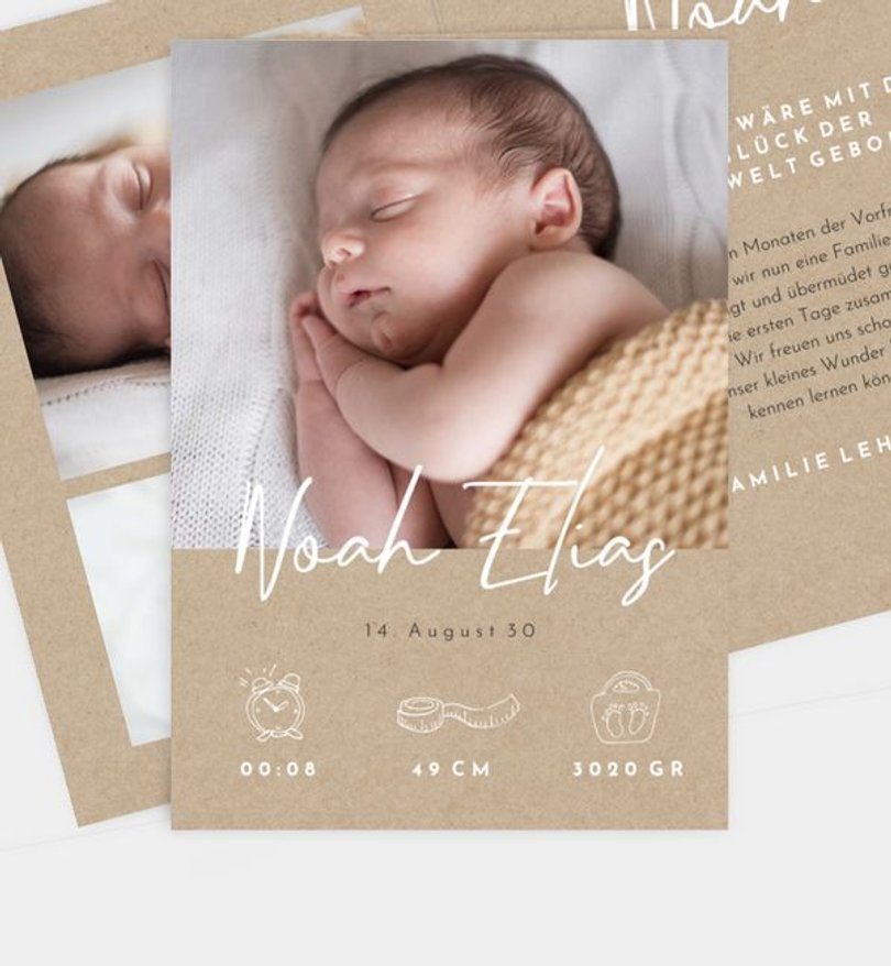 Geburtsanzeige Geburt Crafty Icons · Vintage