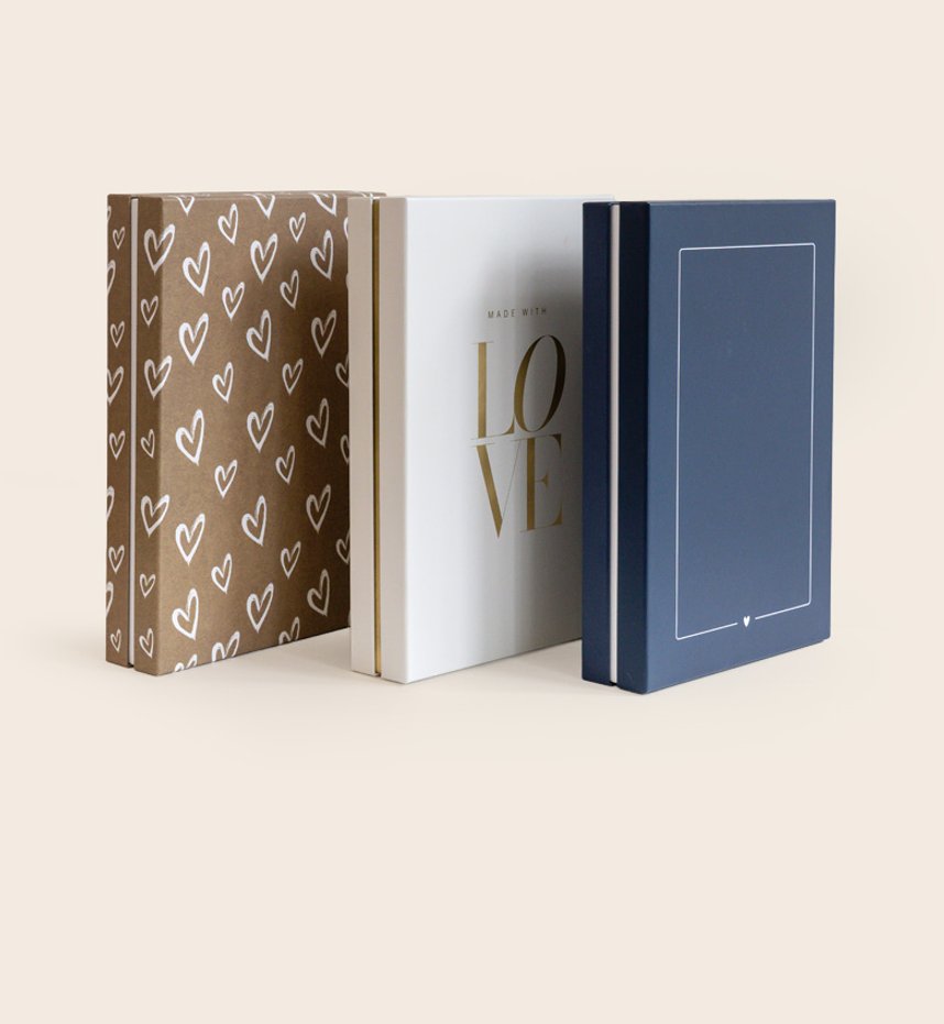 Geschenkboxen für Kalender und Fotobücher
