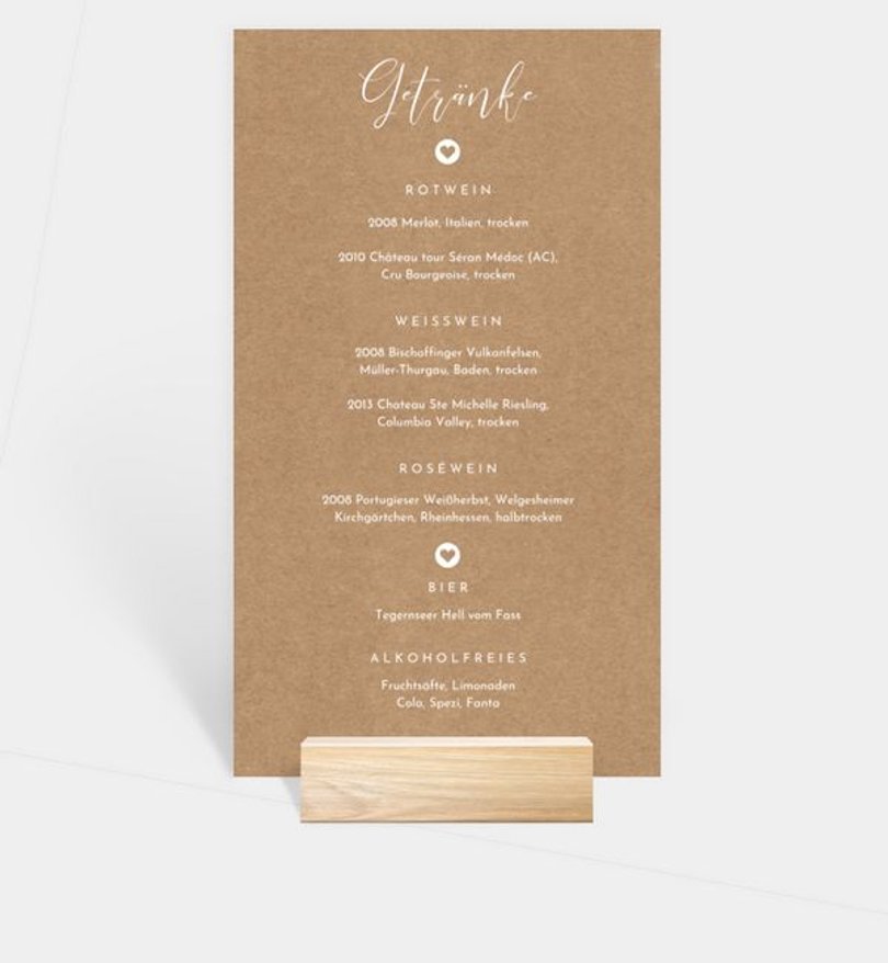 Getränkekarte Hochzeit Easy Wedding