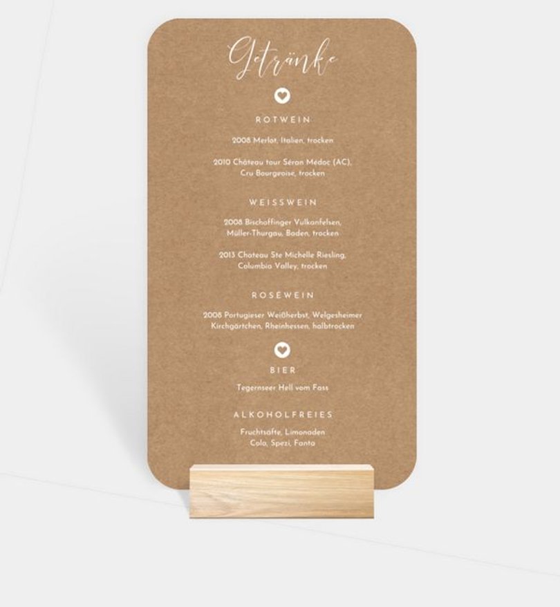 Menükarte Hochzeit Easy Wedding