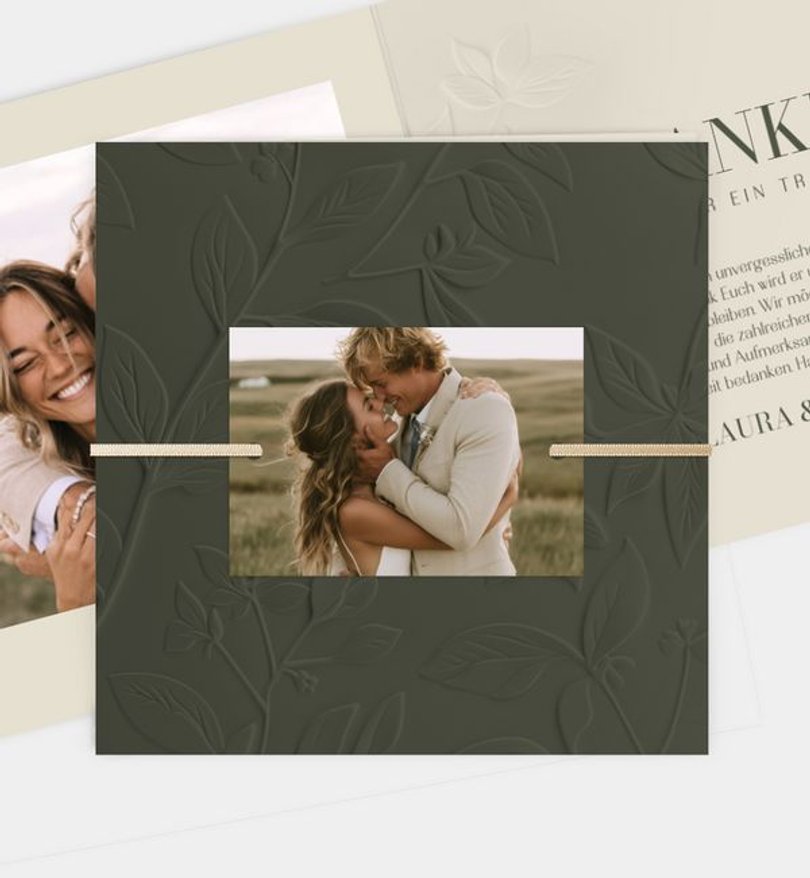 Dankeskarte Hochzeit Botanical Garden · Prägeoptik