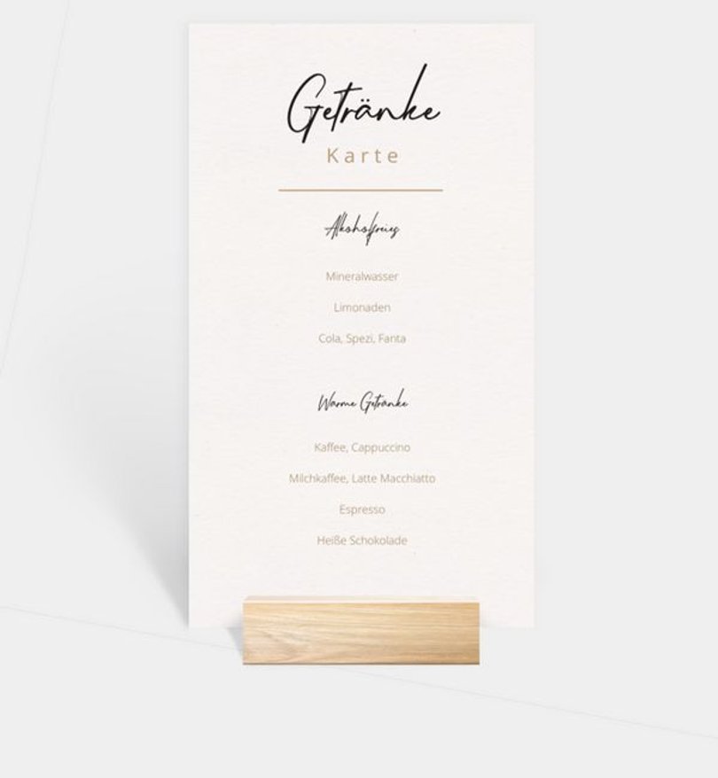 Getränkekarte Hochzeit Ringe