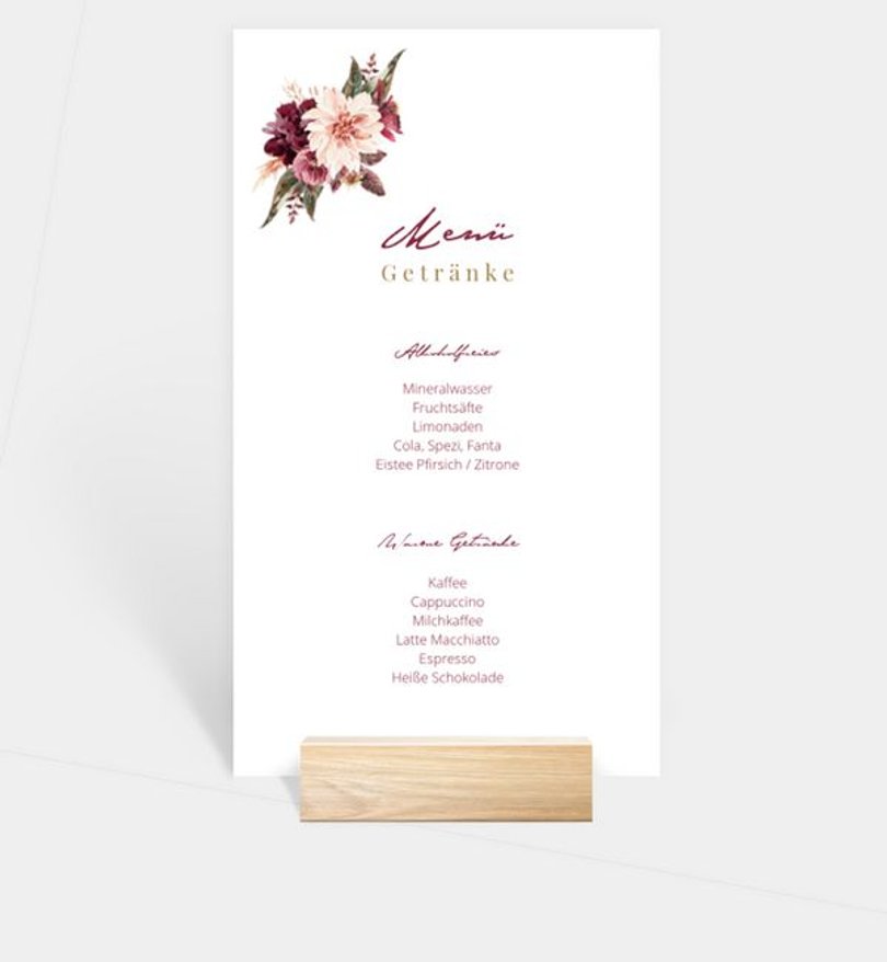 Getränkekarte Hochzeit Boho Romance
