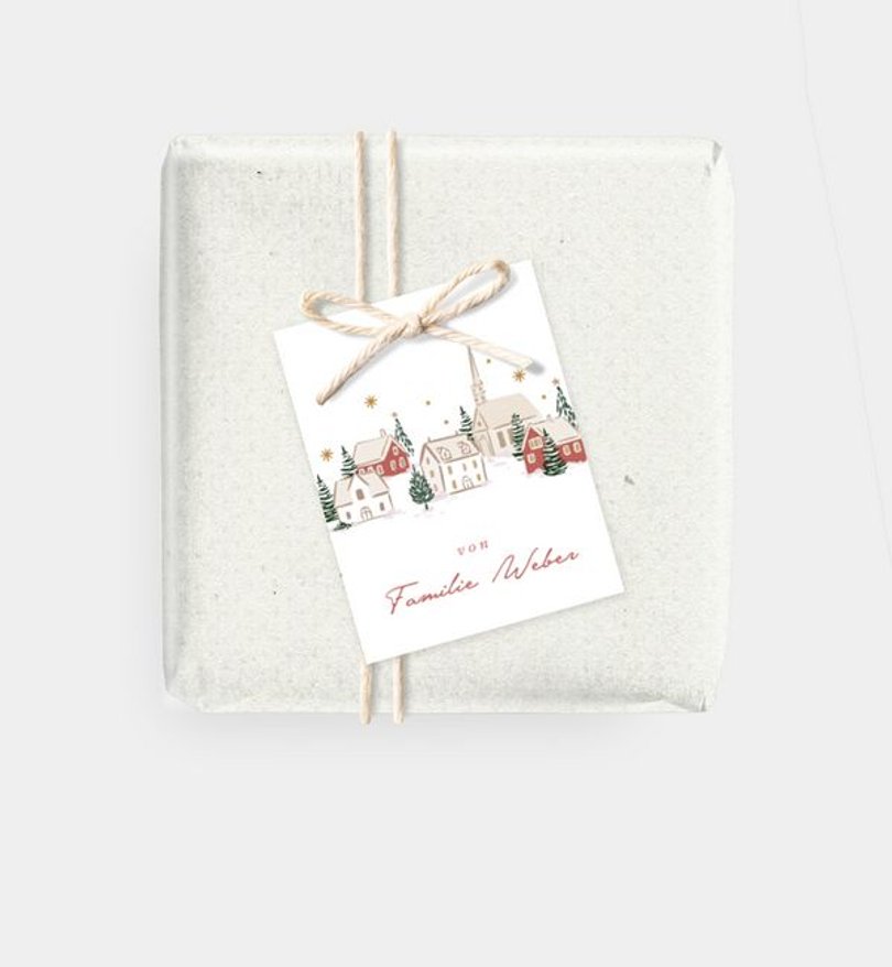 Geschenkanhänger Weihnachten Winterdorf